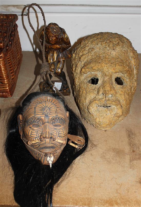 Tribal head & mask & figure